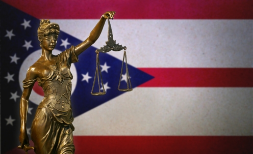 Lady Justice and Ohio Flag