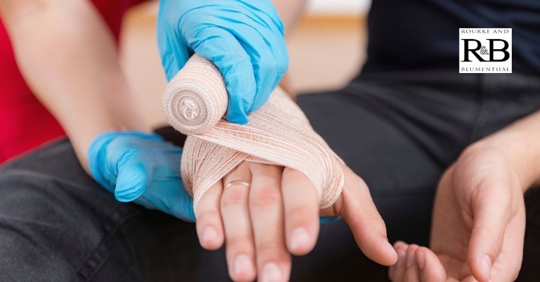 burn injury being dressed
